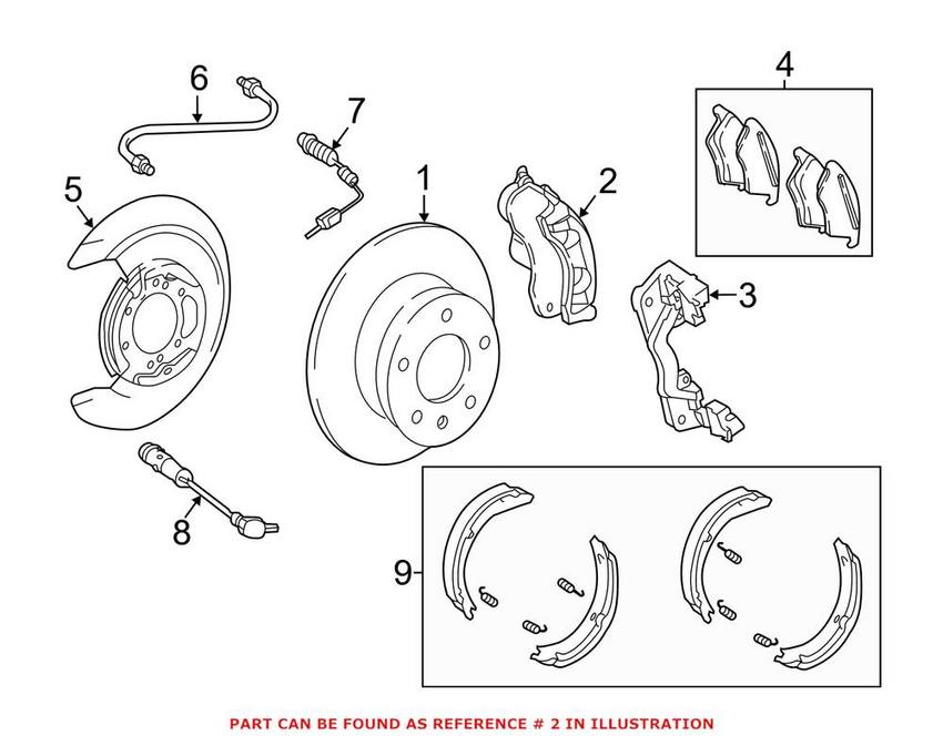 Mercedes Disc Brake Caliper - Rear Driver Left 0004200979